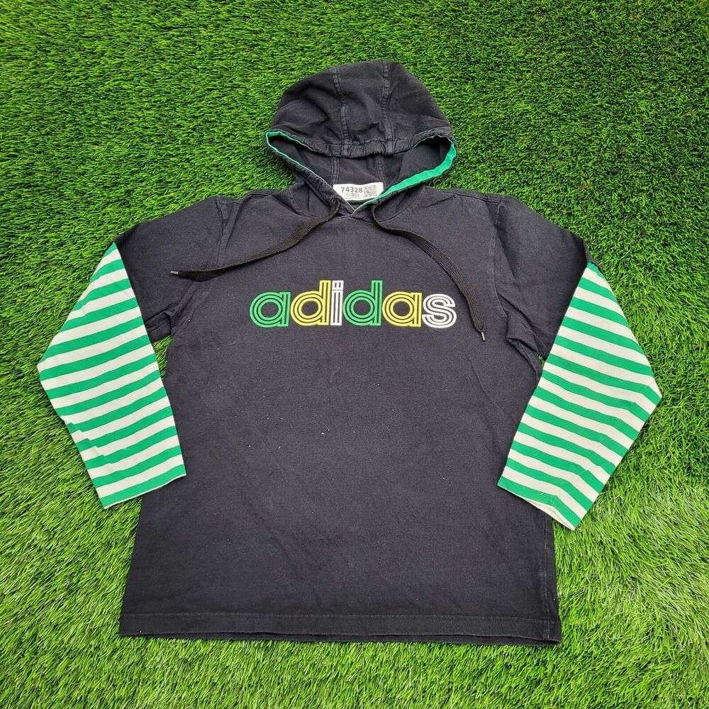 Vintage ADIDAS Hoodie Womens M/L 20x24 Black RARE